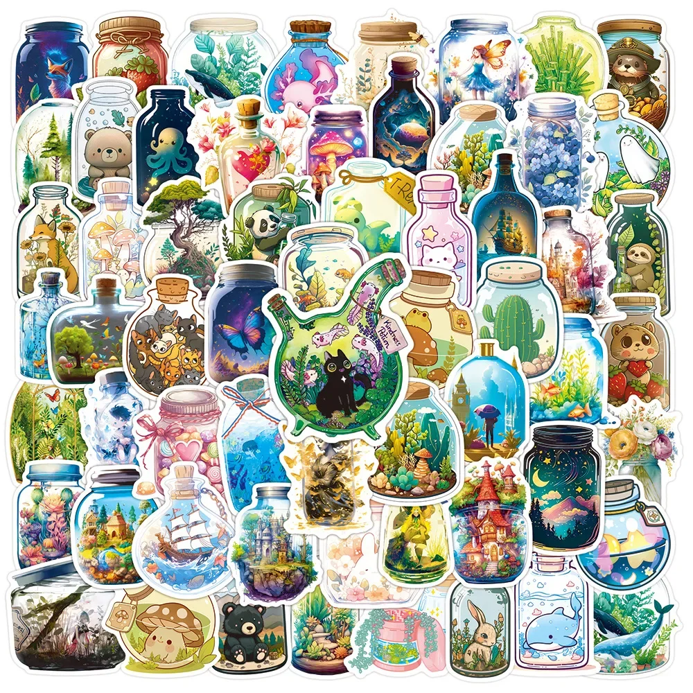 10/50/100PCS INS Style Bottle Animal World Stickers Aesthetic Luggage Skateboard Graffiti Girls Gradient Cute Sticker Toy