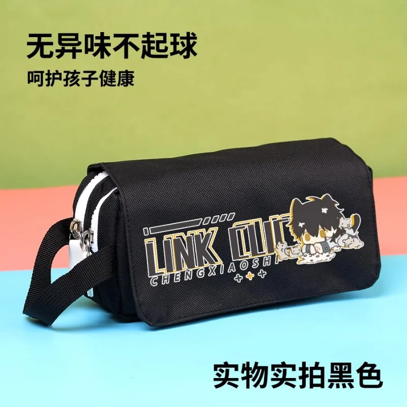 Anime Link Click Cos Qiao Ling Lu Guang Cheng Xiaoshi Etc. Unisex Simple Cartoon Printed Canvas Portable Pencil Bag Gift