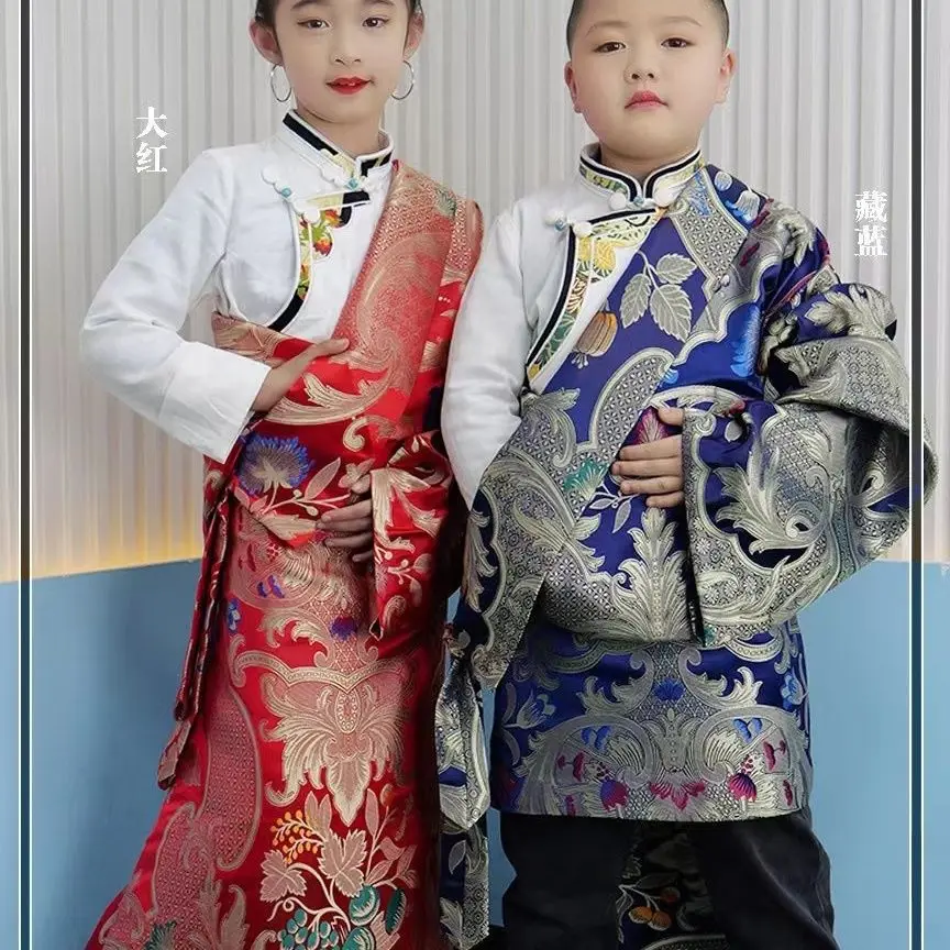 

6.1 Детский взрывной тибетский теплый атласный бархатный тибетский халат для мальчиков, новый