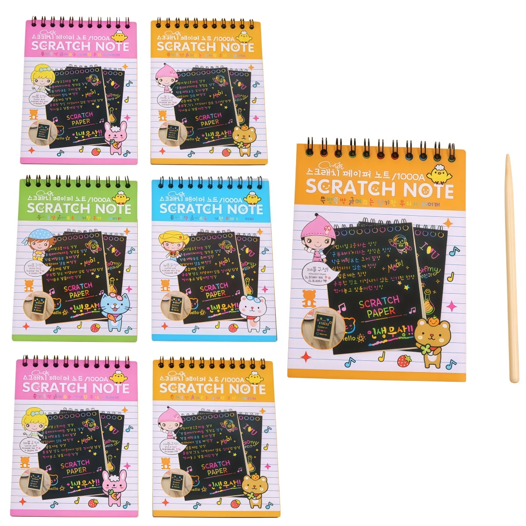 

4Pcs Creative Colorful Scratch Art Books DIY Graffiti Paper Handcraft Drawing Book for Kids And Adults