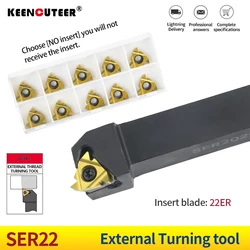 Herramientas de torneado de hilo externo SER2020K22 SER2020M22, cortador de torno, insertos de carburo 22ER, juego de soporte CNC, 1 ud.