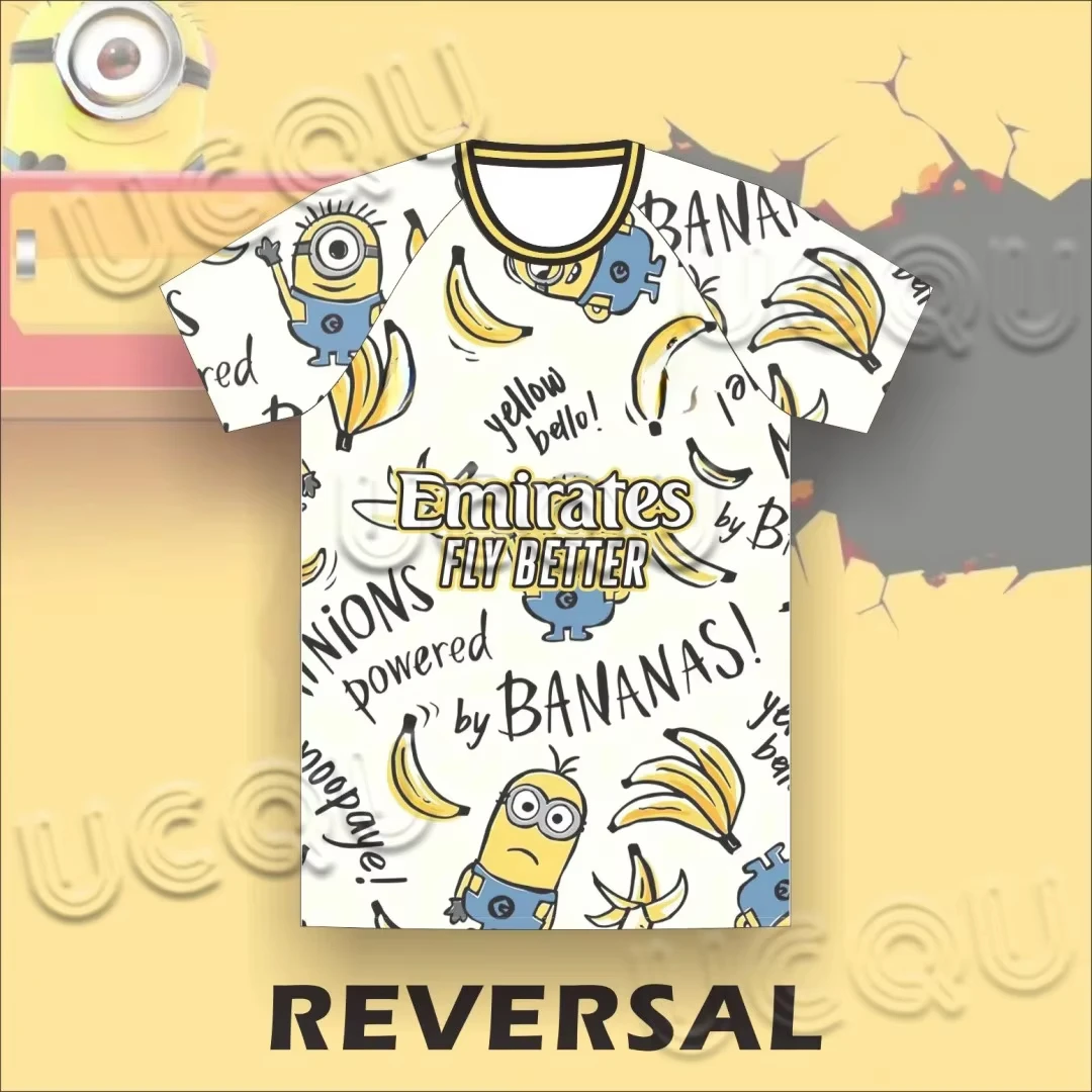 MINISO Despicable Me Children's Adult Short sleeved T-shirt Madrid Real Madrid Football Shirt Training Oversized Sports Shirt