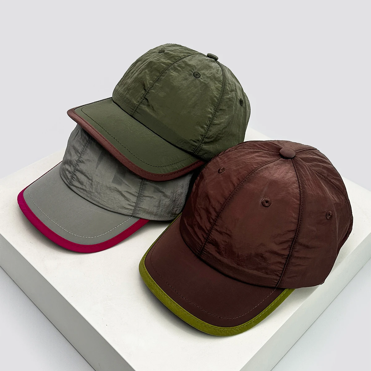 

New Unisex Solid Quick Drying Korean Baseball Hats Breathable Color Block Sunshade Outdoor Peaked Caps Versatile ins Short Eave