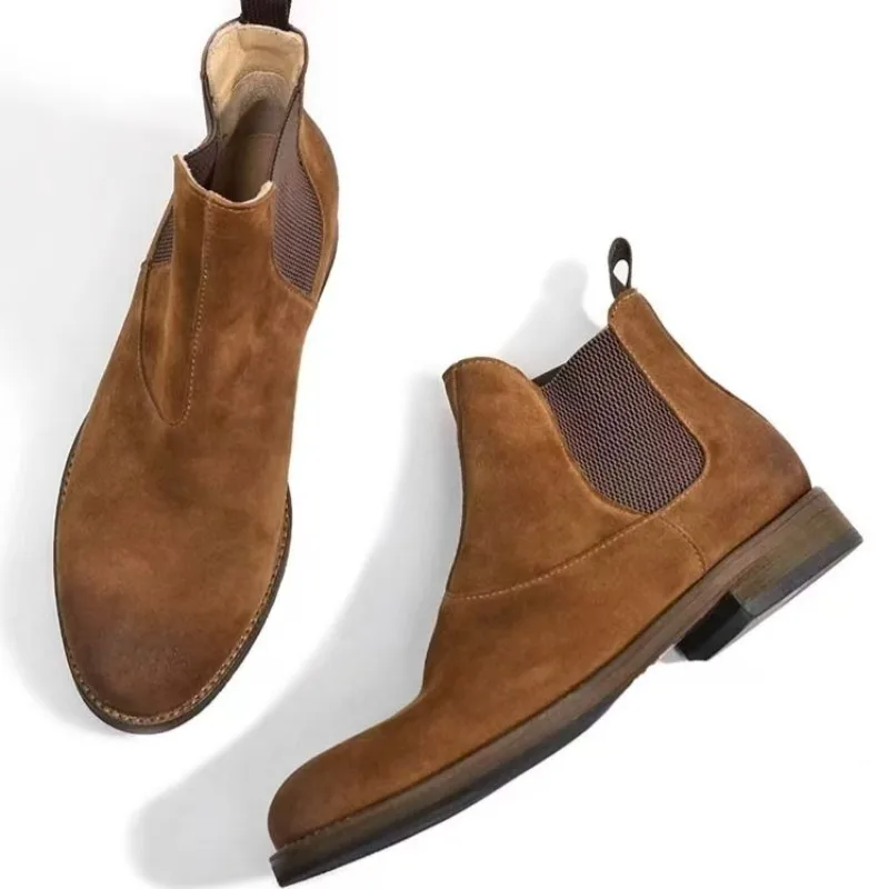 

Men's Chelsea Boots Imitation Deer Skin High Ankle Boots Fashionable Men's Shoes Zapatillas Men's Shoes