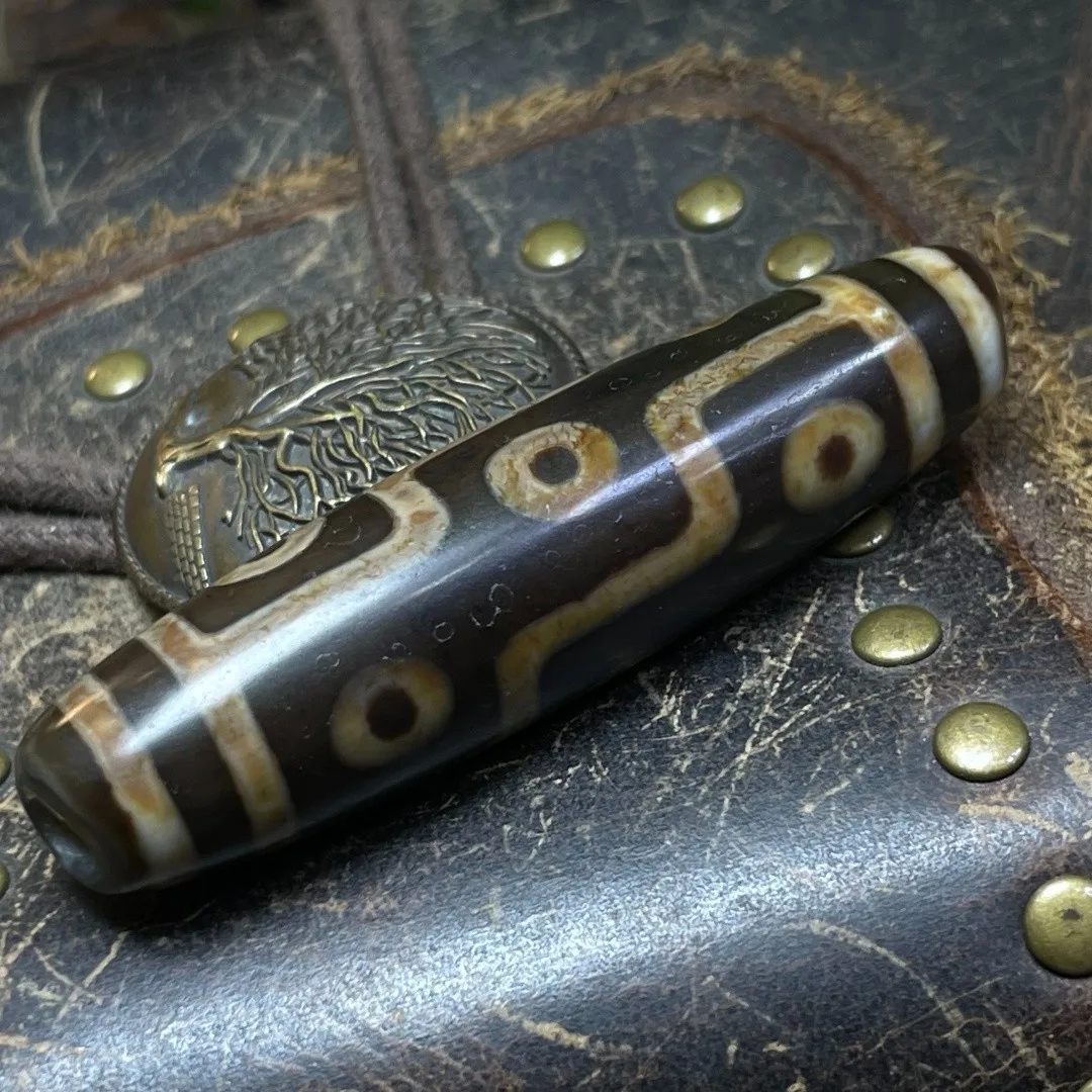 Tibetan Nepalese Himalayan Bead Ancient agate Old Dzi Talisman 9 eye Bead Amulet