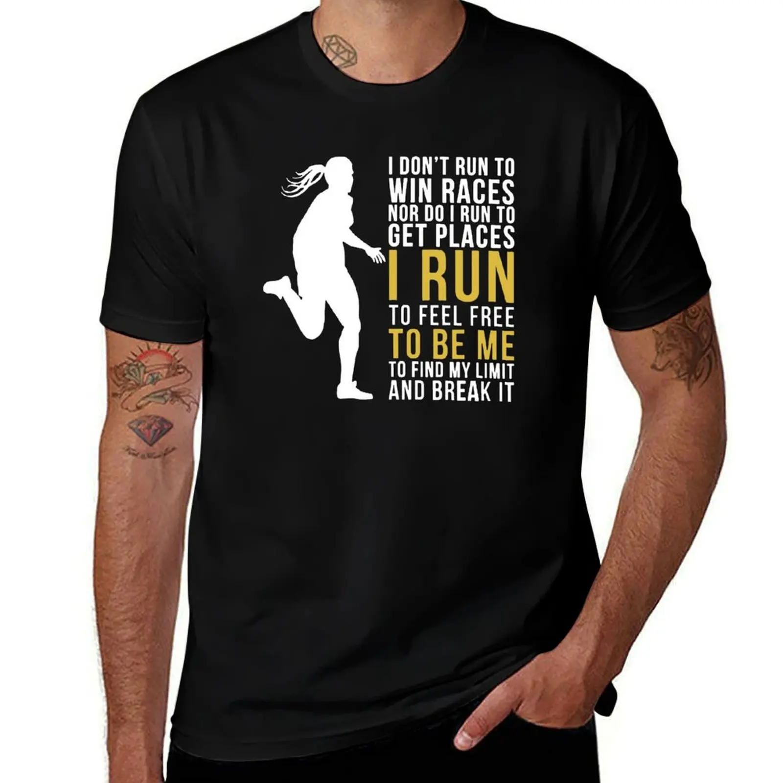 

I Don't Run To Win Races (female version) T-Shirt funny t shirts dark humor man t shirts graphic