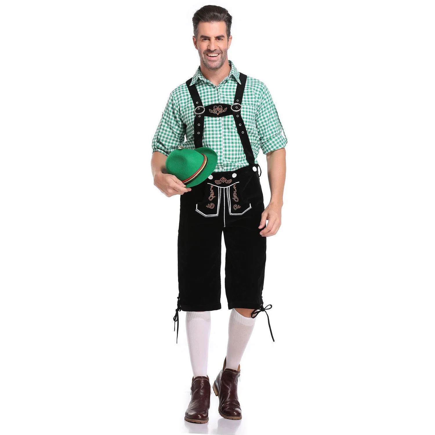 German Oktoberfest Carnival Costume Men's Traditional Bavarian Beer Men's Shirt Set Cosplay Halloween Holiday Party Costumes