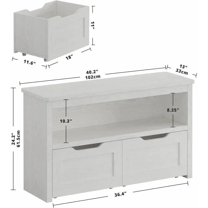 For Toy Storage Organizer for Boys and Girls with Drawers, Floor Toy Box with Wheels and Open Shelf, Storage Chest for Nursery