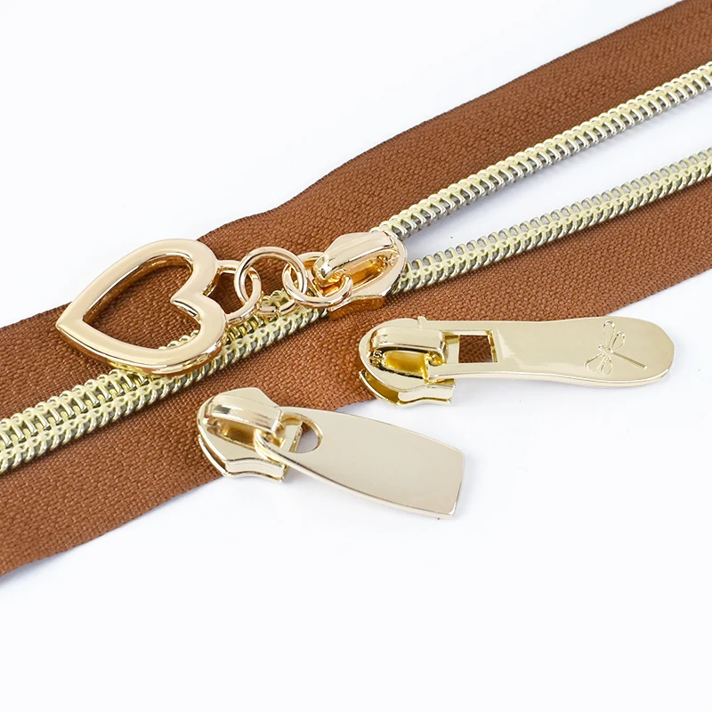 Meetee 5-20P حقيبة سحاب مجتذب 5 # سحابات ذهبية لخياطة شريط النايلون الرمز البريدي Cierre Ziper استبدال الإغلاق السحابات المؤشر #4