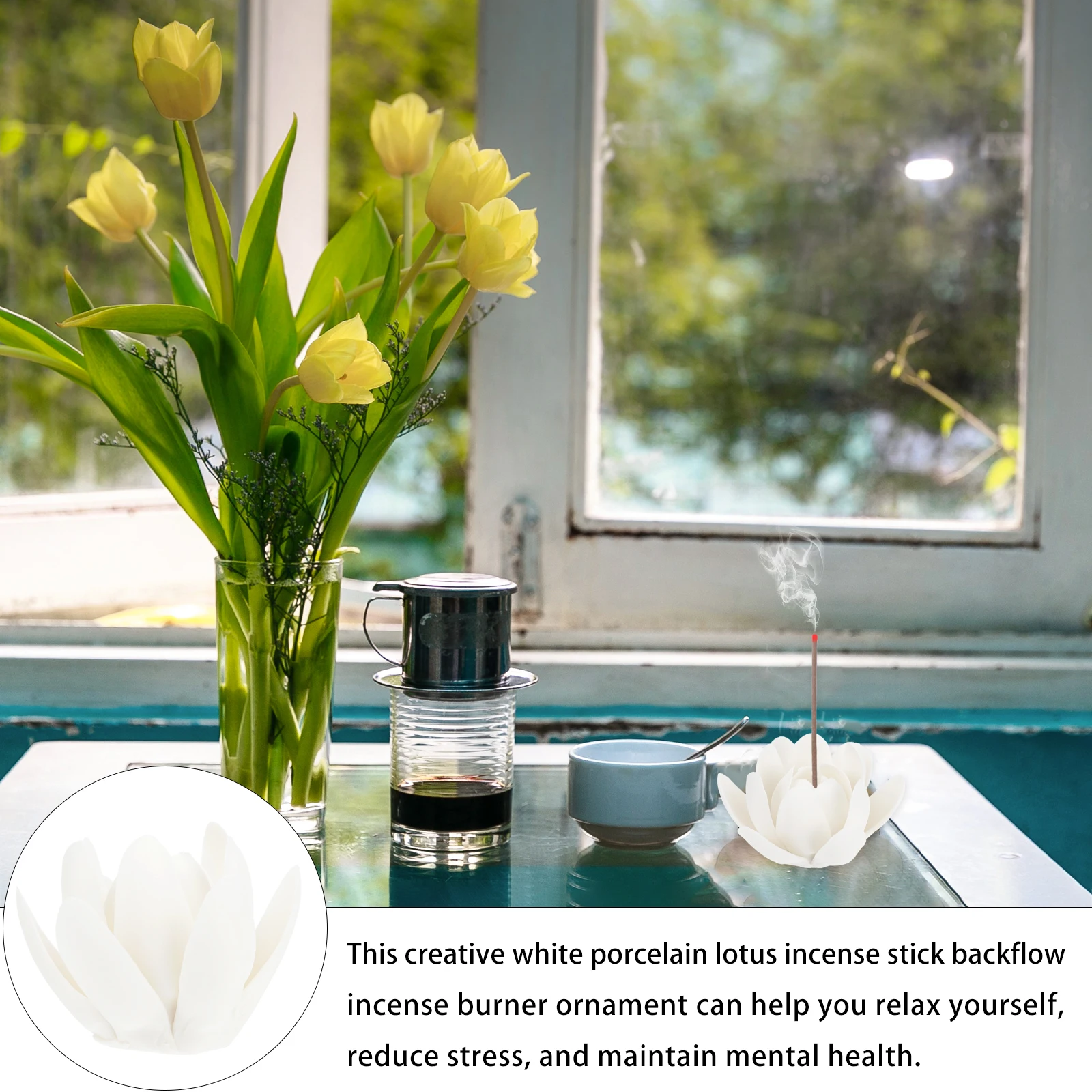 

Lotus Incense Burner White Pottery Ceramic Stick Holder Aromatherapy Yoga Meditation Stress Relief Decor Tabletop nament Purify