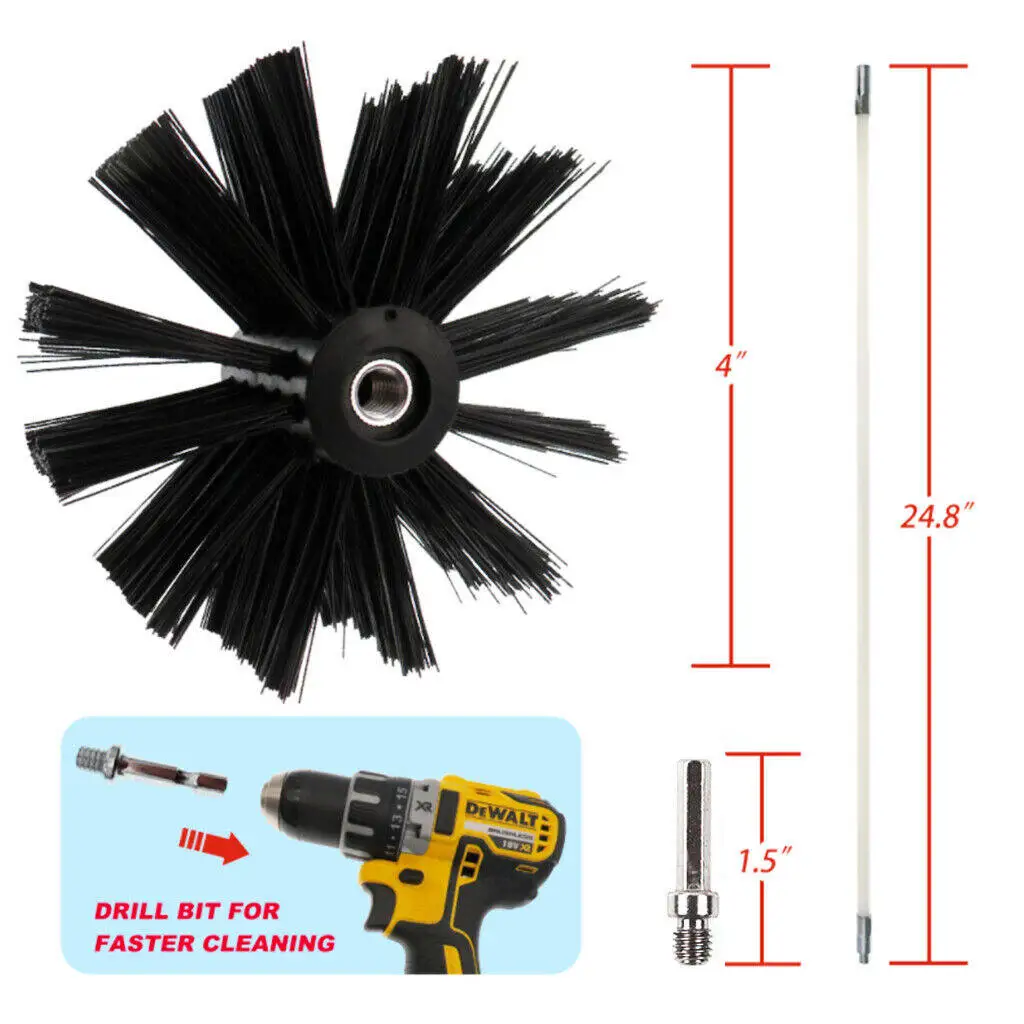 Flexible Chimney Sweep Set Flue Sweeping Brush & Rod Kit Soot Cleaning Rods Nylon Brush Cleaning Tool Kit Convenient