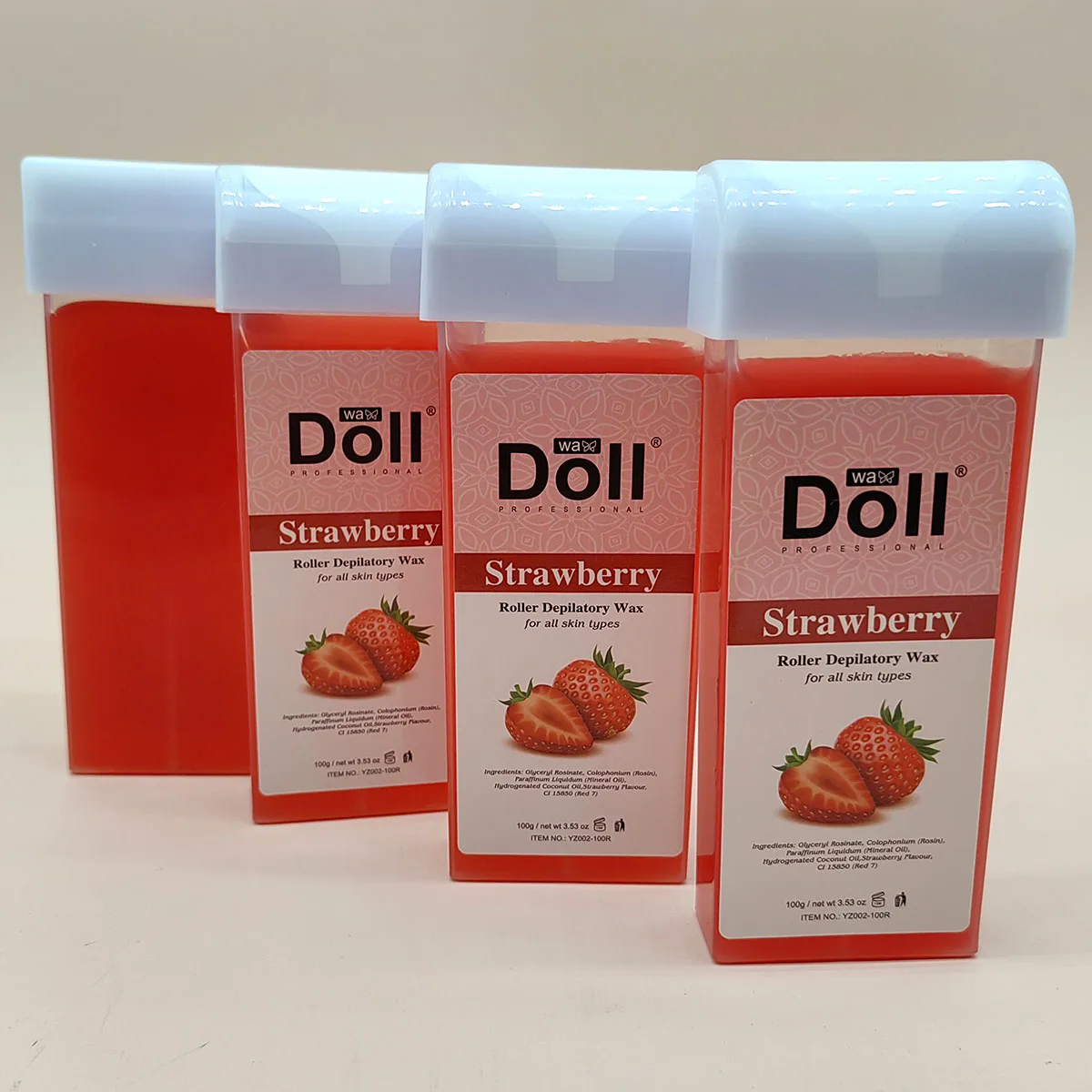 Beauty Spa quality 100g strawberry Roll On Hot depilatorio soft Wax Cartridge depilazione liposoluble warm roller Wax