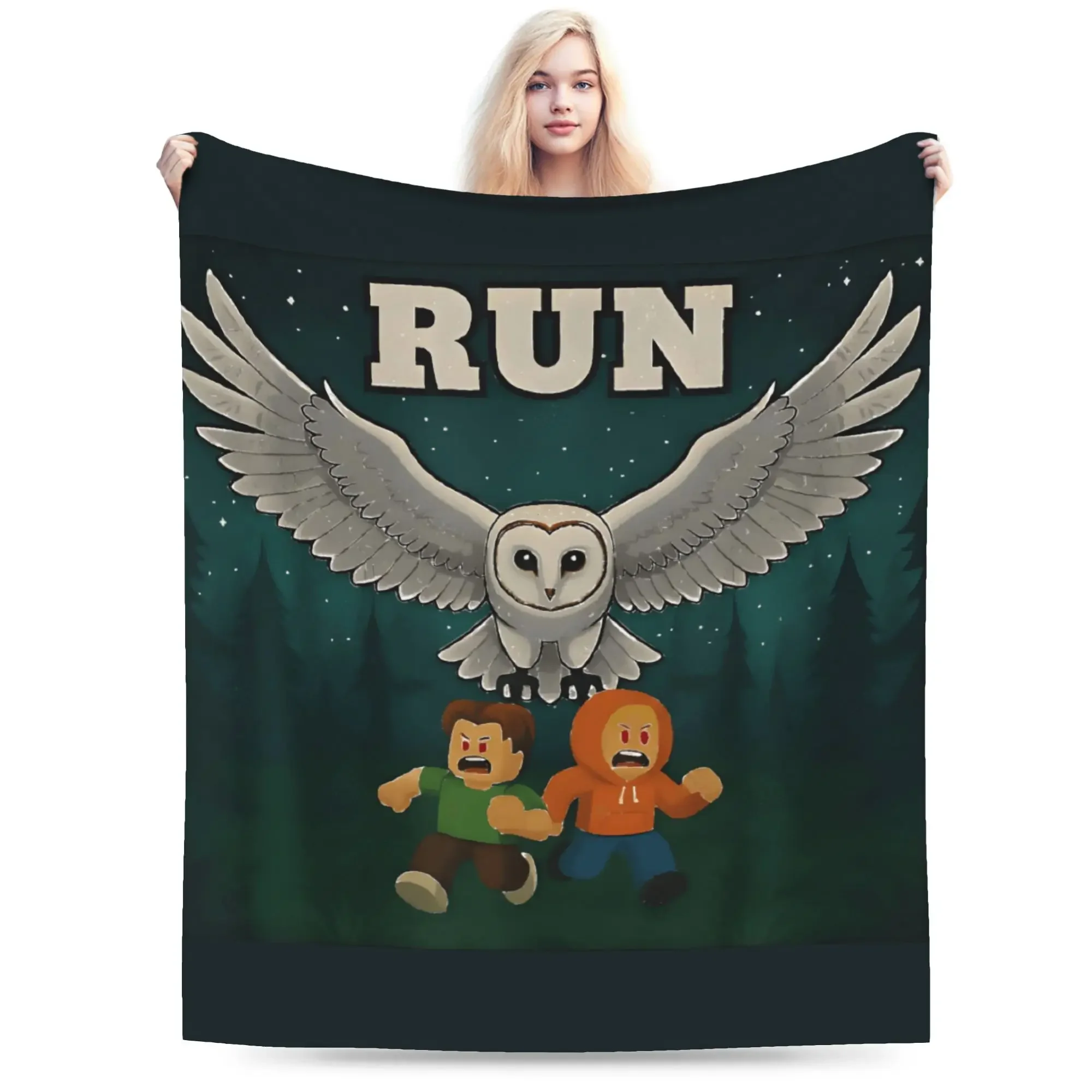 

Фланелевое одеяло Run Nights Halloween Gamer Owl: Супертеплое зимнее покрывало для гостиной, оригинальный плед