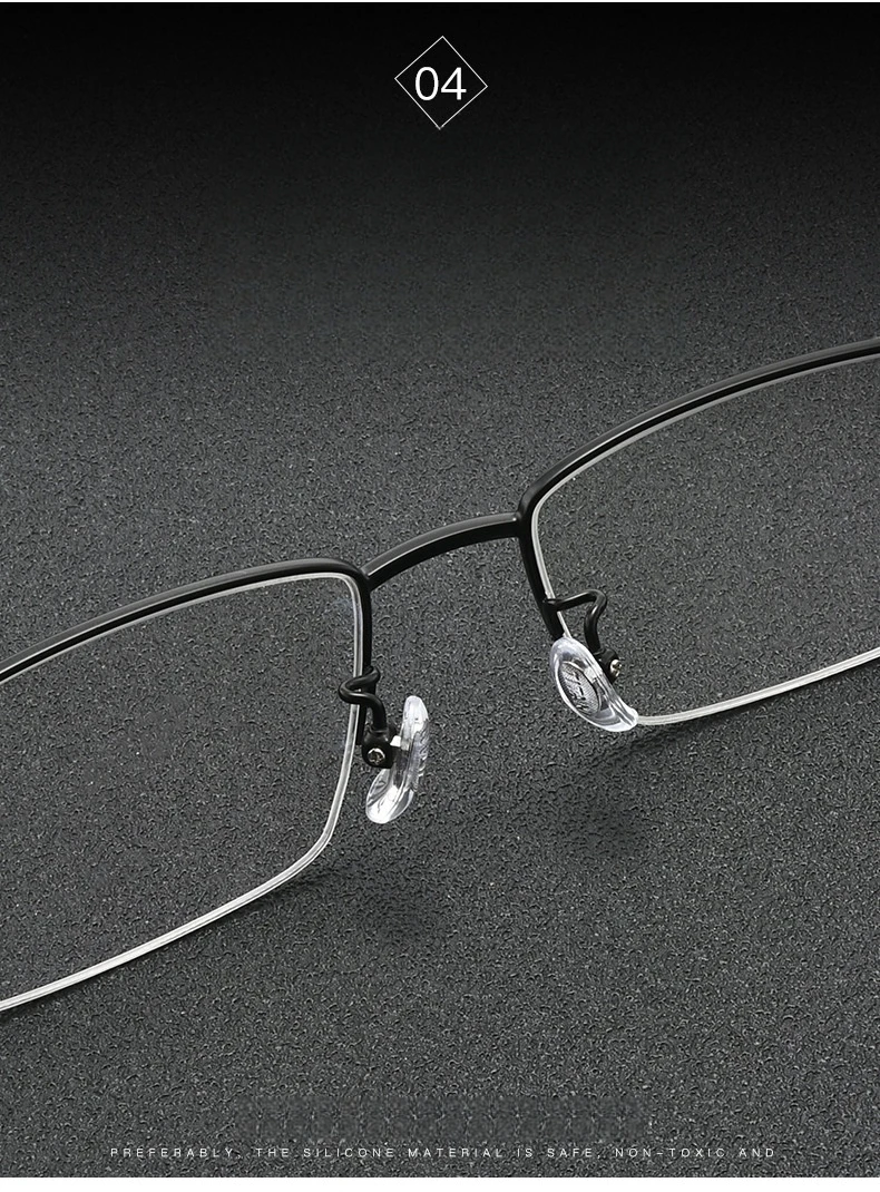 Yimaruili ultraleichte Business-Mode Titan legierung Brillen kleine quadratische Retro optische Rezept Halb rahmen Brille Männer – Detail 7