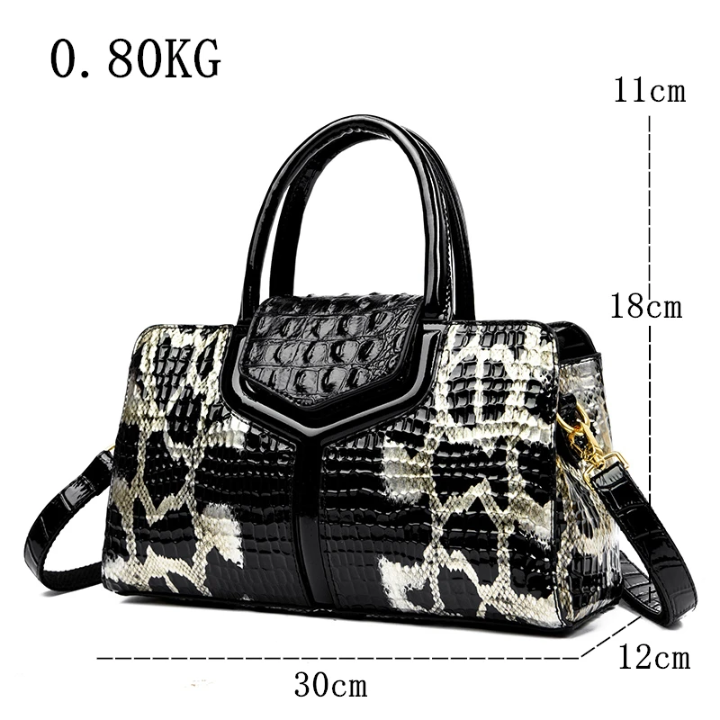 Luxury 2023 New Crocodile Cowhide Women\'s High Quality Leather Bag Large Capacity Female One Shoulder Handbag Boston Pillow Bag