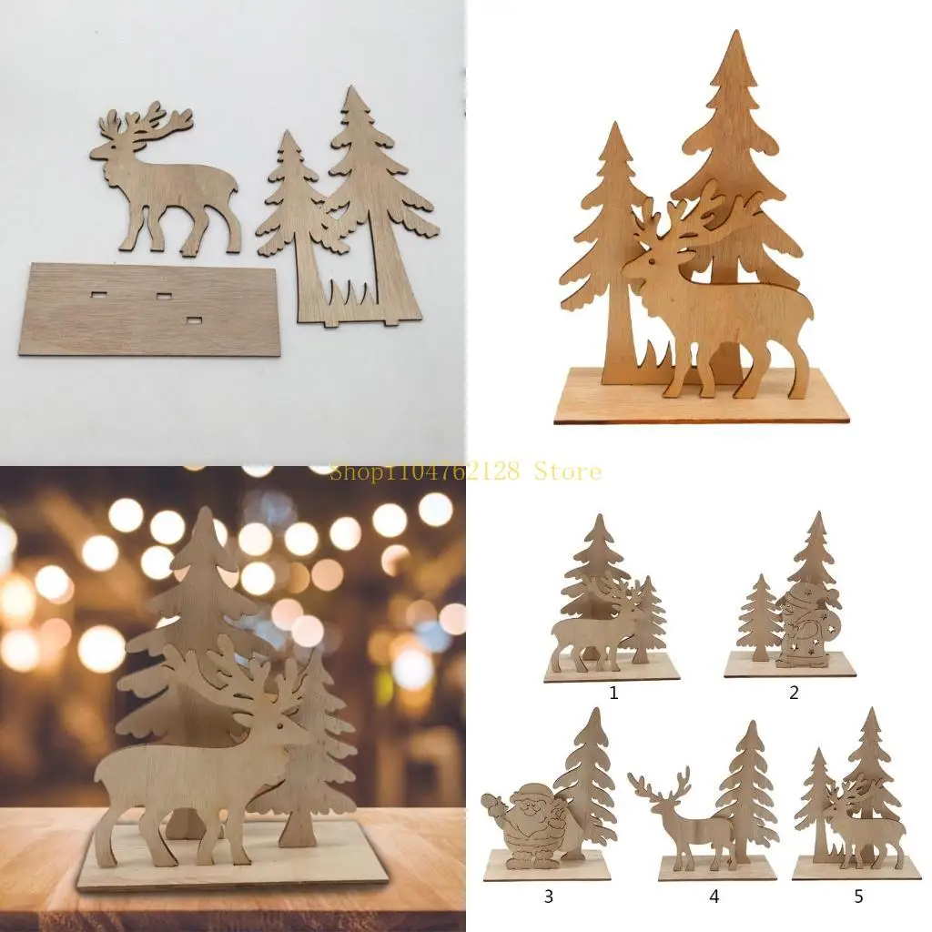 Reindeer Tree Christmas Lawn Ornament Desktop Figurines，Home Garden Decor Christmas Party Presents,New Year Gift
