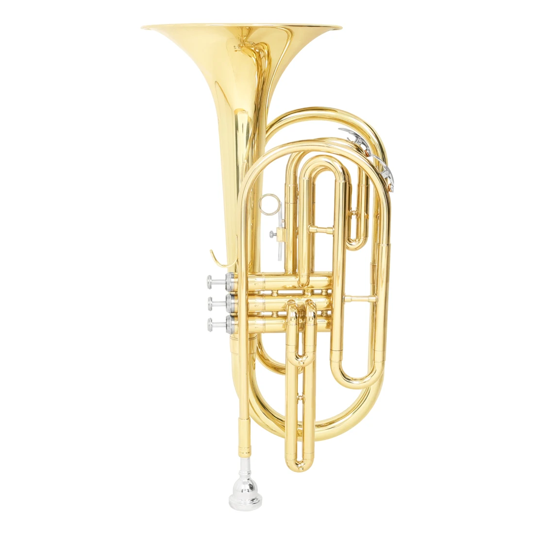 SLADE Bb Flat Marching French Horn Brass Keyed Mellophone Vertical French Horn Brass Instrument for Marching Band & Orchestra