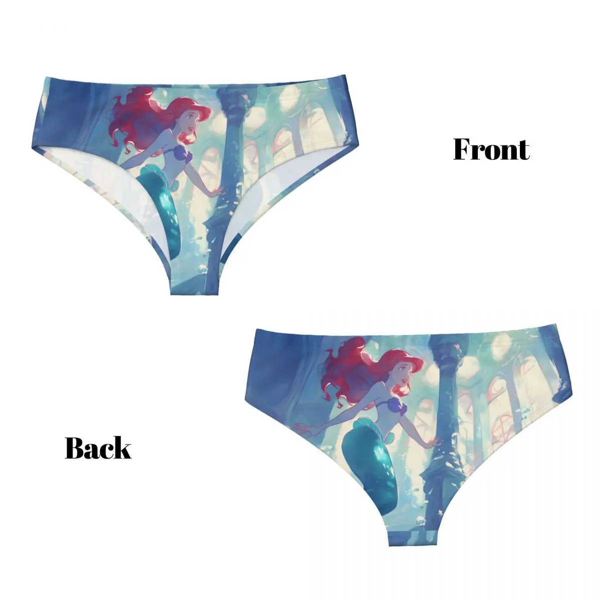 مخصص ارييل ليتل ميرميد كارتون مانغا أفلام سراويل قصيرة النساء الراحة تمتد الملابس الداخلية