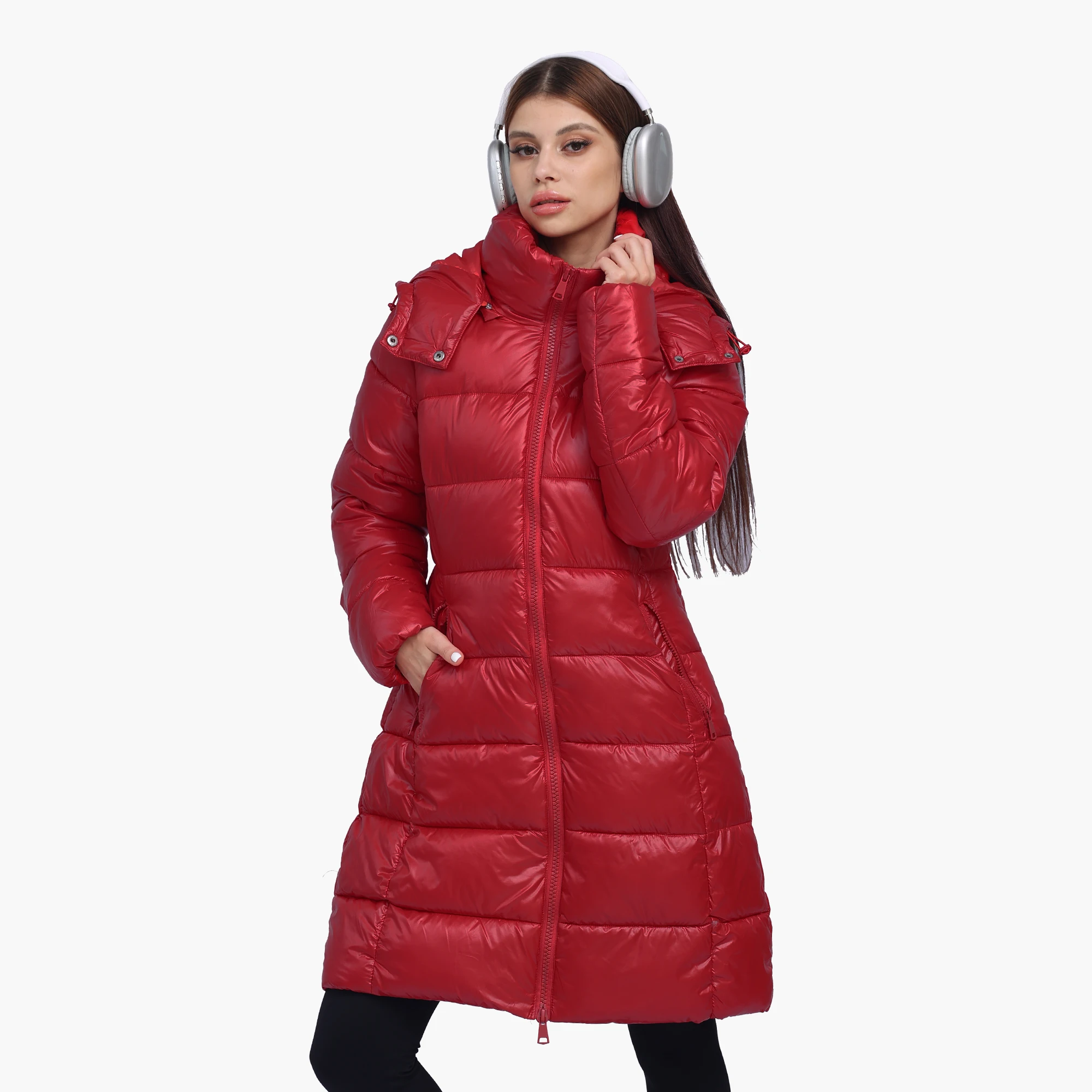 SANTELON Women Winter Long Thick Warm Puffer Jacket Coat With Adjustable Hood Female Fashion Windproof Parka Solid Outerwear