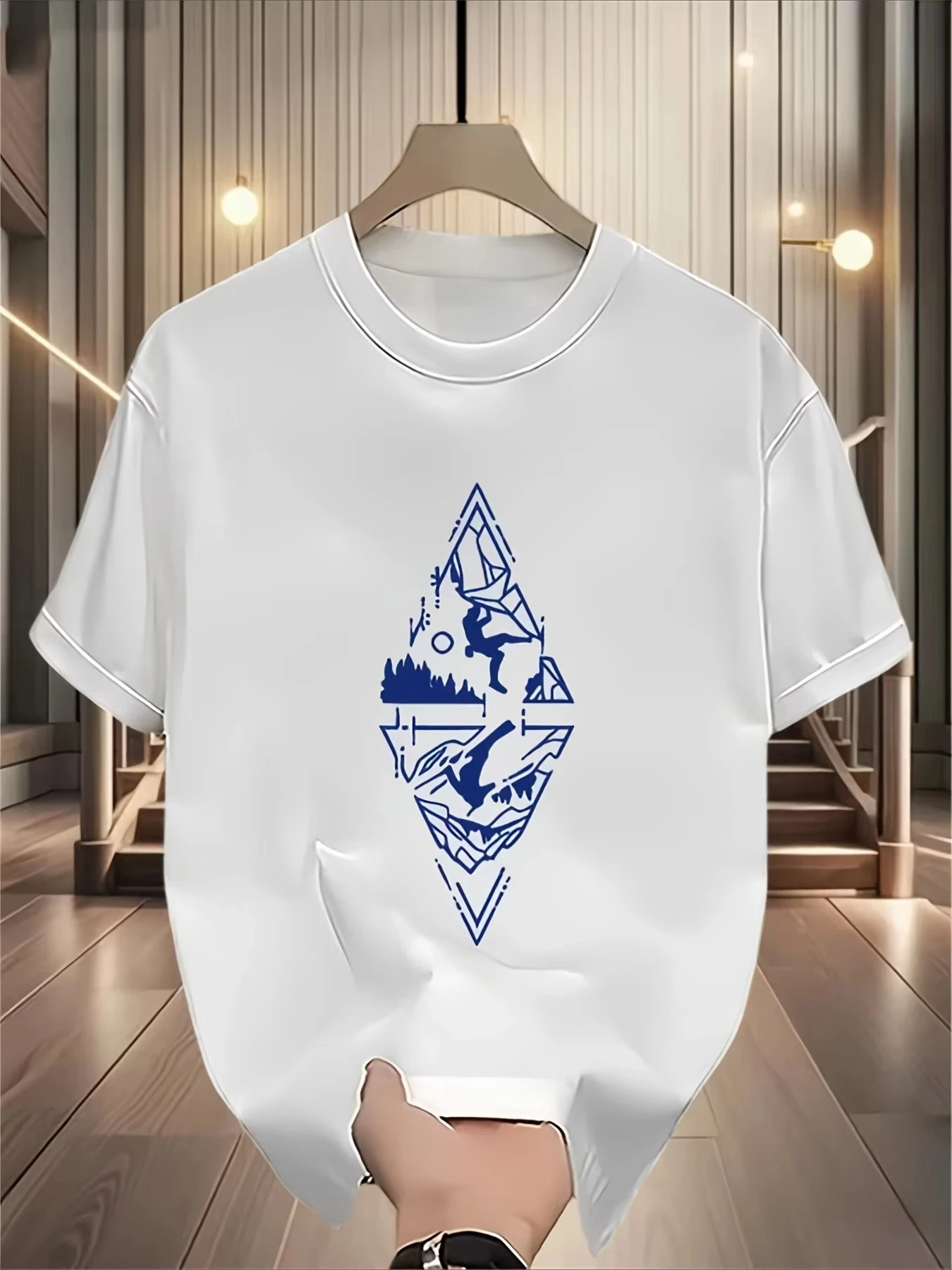 T-shirt ample pour homme pour la randonnée en plein air, l'escalade, avec imprimé, adapté aux activités sportives, respirant, 100% coton