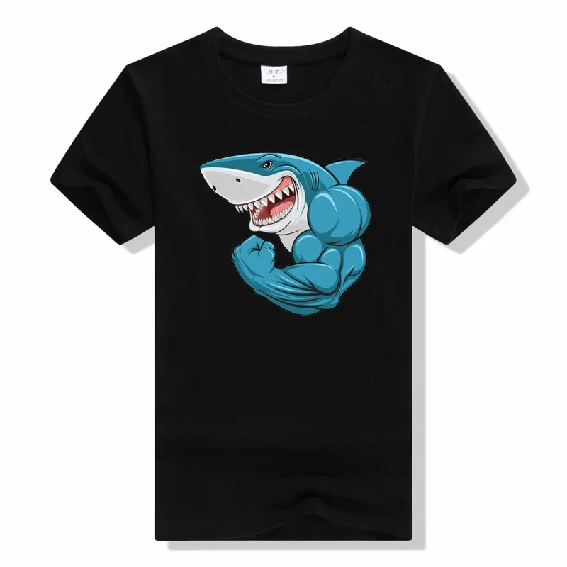 Muscle Shark T Shirt Men women Cotton Fashion T-Shirts Round Collar Sport Gym Fitness Tees Short Sleeve Tops t shirt