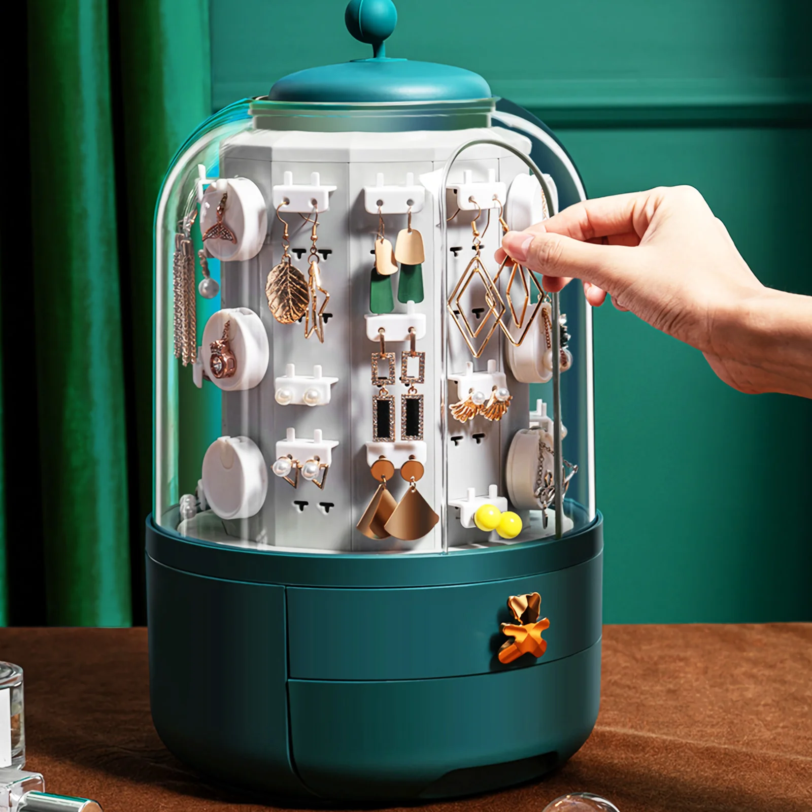 

1Set Rotating Jewelry Box Creative Storage Organizer Large Capacity Display Case Makeup Container Rings Earring Holder Jewelry