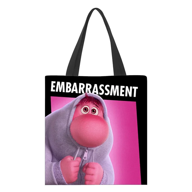 Disney-Impresso Canvas Shopping Bag, Inside Out 2, Alegria Passness Raiva Repulsa Medo, Ansiedade Inveja, Bolsa de Ombro do Estudante