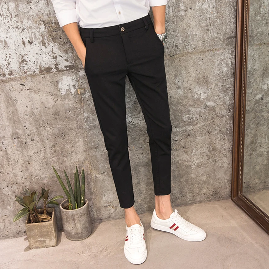 

Slim Fit Bla West Pants Korean Sle Men's Faion Nine Points Casual Suit Pants Youthful Vitali All-Match Anti-Wrinkle