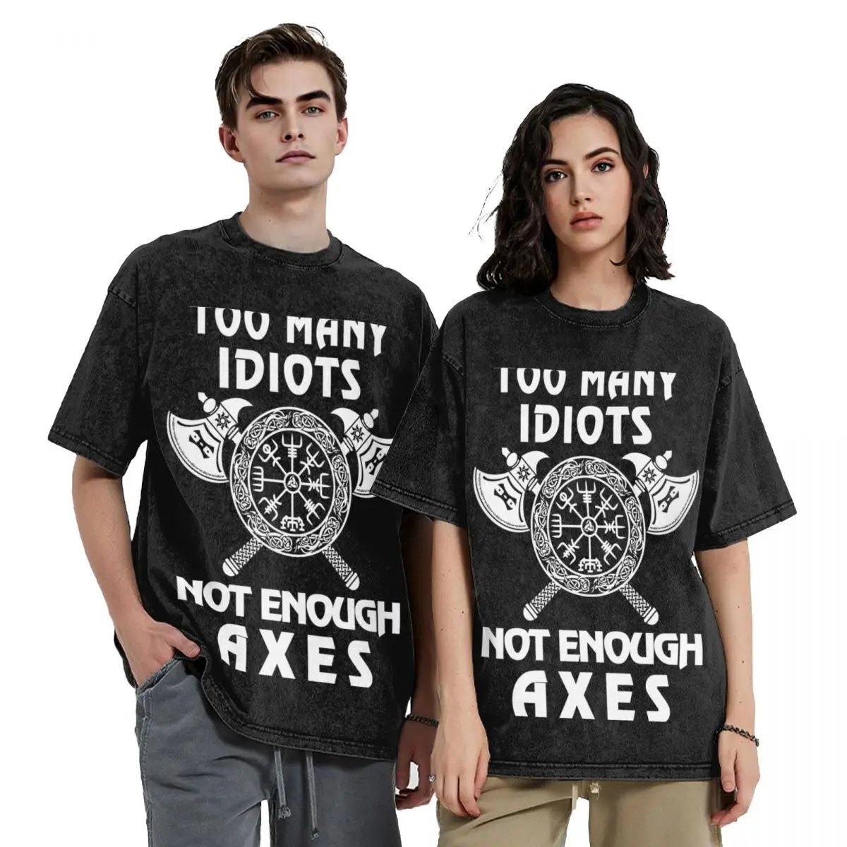 

Too Many Idiots Not Enough Axes Viking T-Shirt customs oversize t-shirts man graphic shirts plain black t shirts men