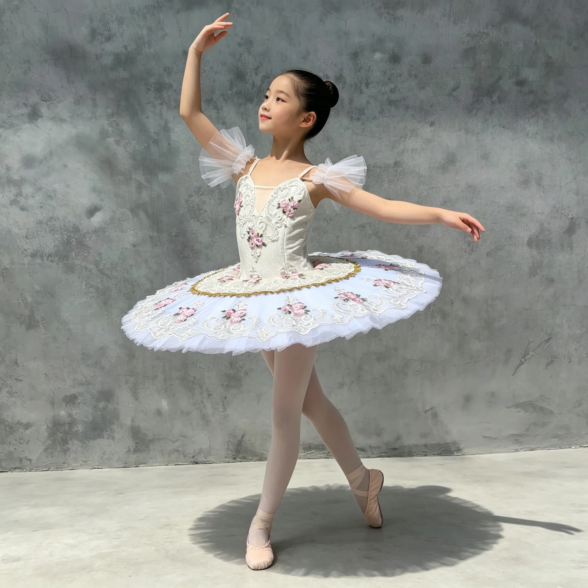

Professional Ballet Tutu Skirt Slip Lace Flower Embroidery Gauze Patchwork Children's Party Dress Ballet Dance Size 100-170