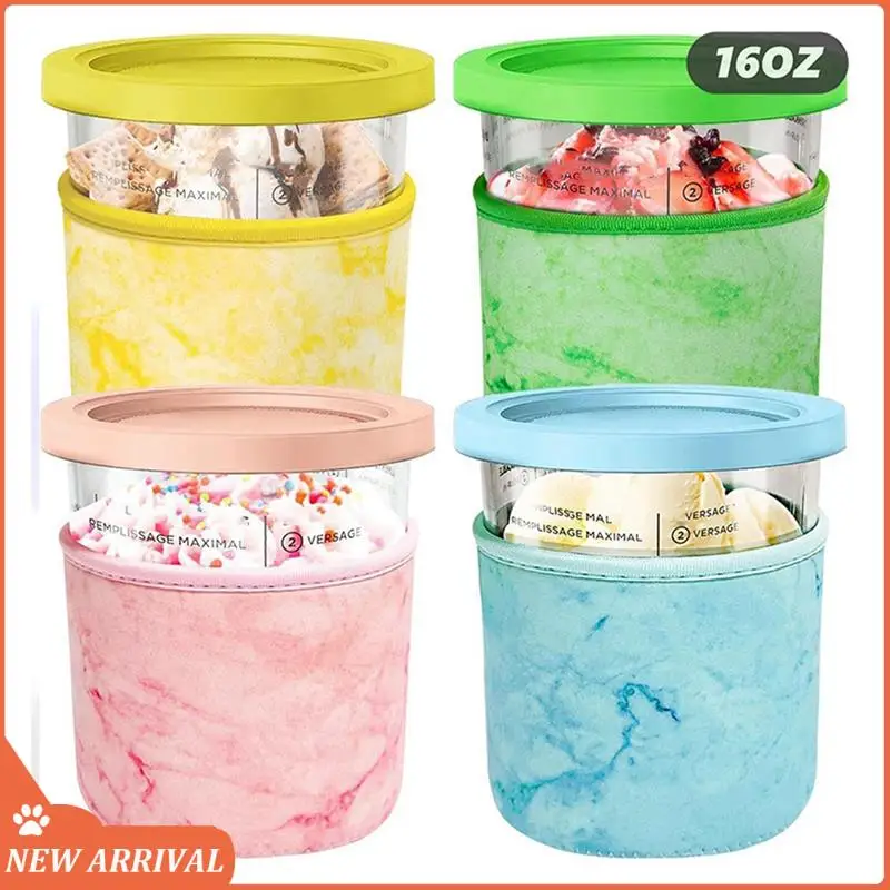 Emption!Pack Of 4 16OZ Ice Cream Neoprene Sleeve For Ninja Creami Deluxe Accessories, Reusable Insulated Sleeves Durable Easy To