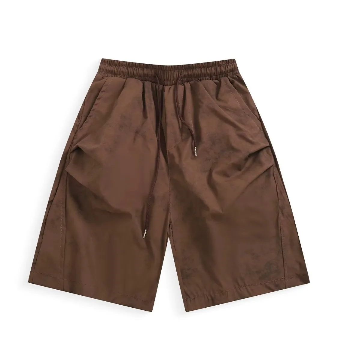 

Summer New Men's Casual Pleated Shorts Fashionable Trendy Loose Simple Color Workwear Pants Youth Straight Leg Fit