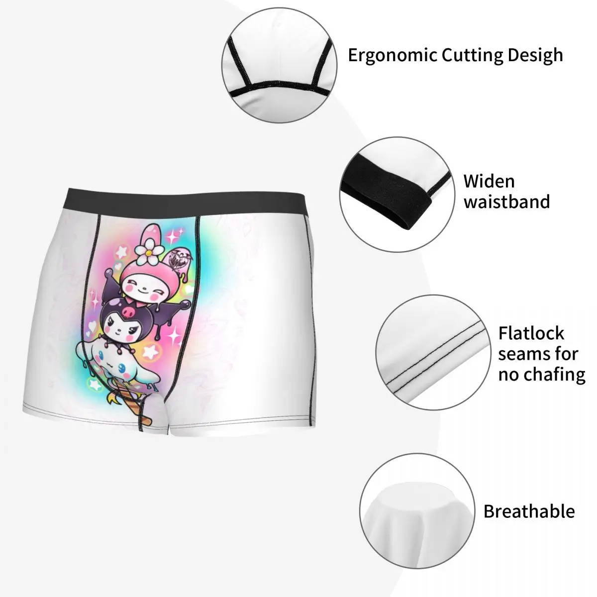 Moda maschile personalizzata My Melody Underwear Boxer slip Stretch Shorts mutandine mutande