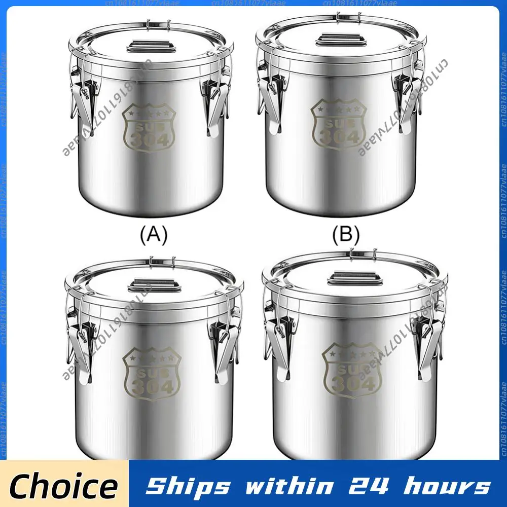 

6/12L Stainless Steel Airtight Canister with Seal Lid Food Rice Oil Milk Storage Bucket Grain Storage Container for Home Kitchen