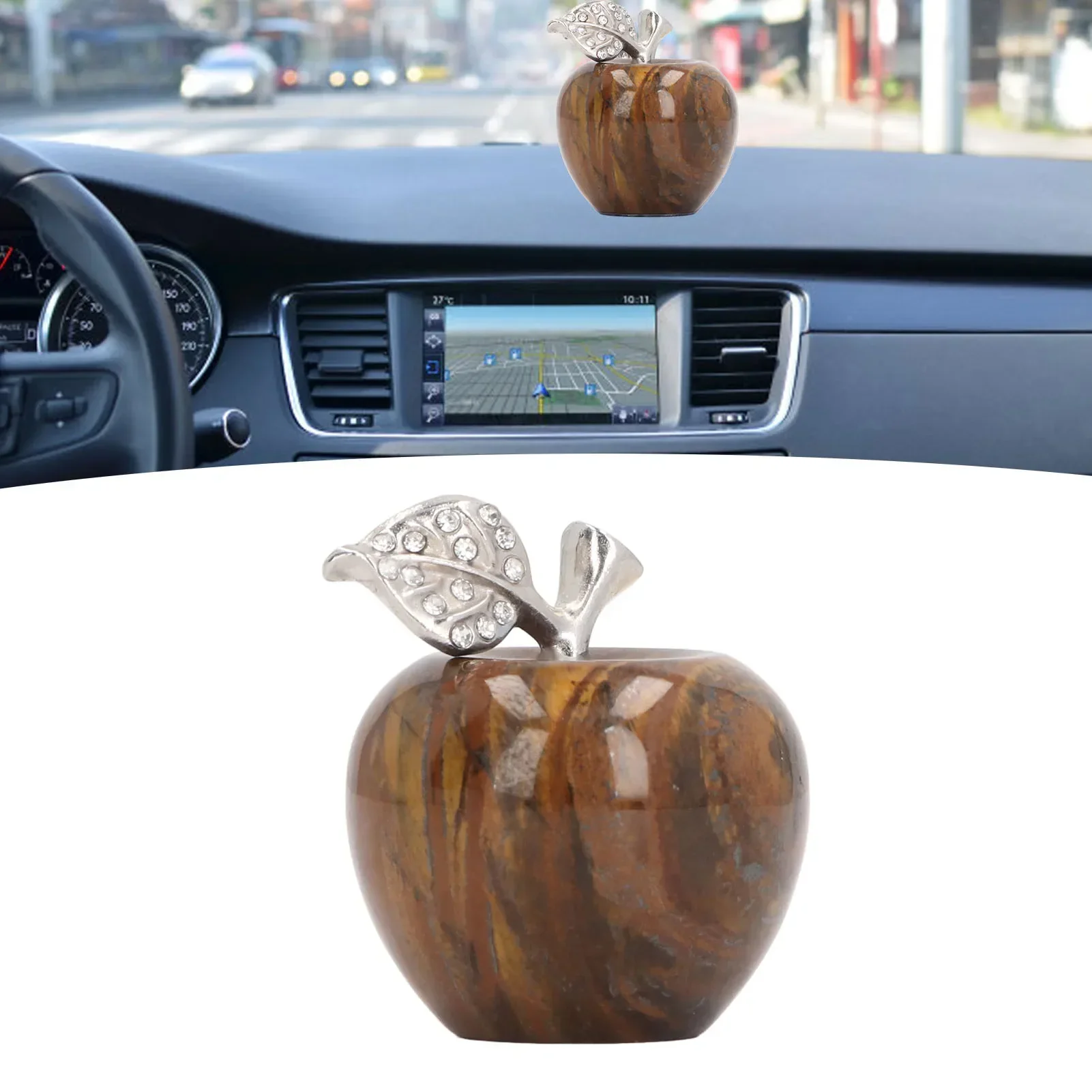 Crystal Apple Figurine Healing Crystal Carved Apple Statue Cute Crystal Apple Paperweight Craft Decoration For Home And Office