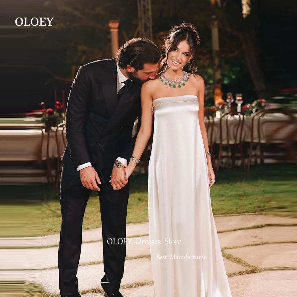 OLOEY-Simples vestido de cetim de seda sem alças para mulheres, até o chão, cetim, árabe, Dubai, vestido de festa, evento formal, vestidos ocasionais