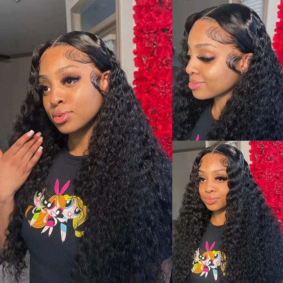 

250 Density Deep Wave 13x6 Lace Frontal Human Hair Wigs Brazilian 40 42 Inch Curly 13x4 HD Transparent Lace Front Wig For Women