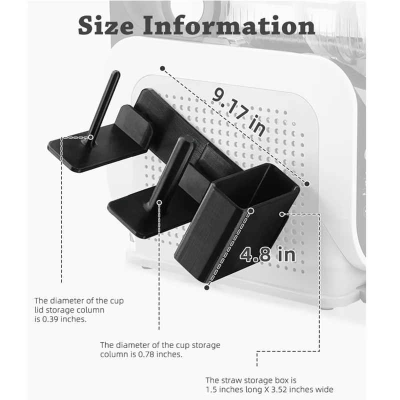 Organisateur de tasses AT28 pour Machine à Slushie Ninja FS301 et FS300, support latéral 3 en 1 pour couvercles et pailles, accessoires