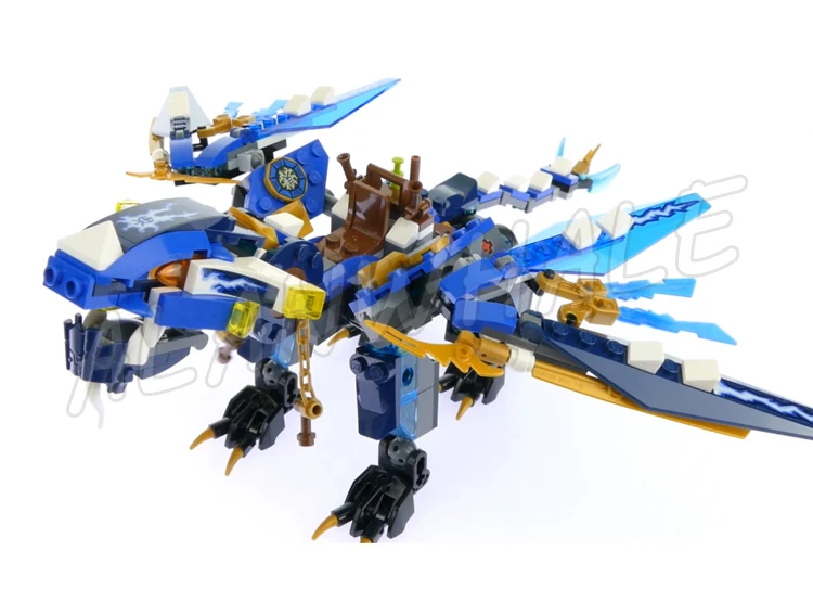 349pcs Shinobi Jay's Elemental Dragon Bule Lightning Pirate Flyer 10446 Building Block toys Compatible With Model