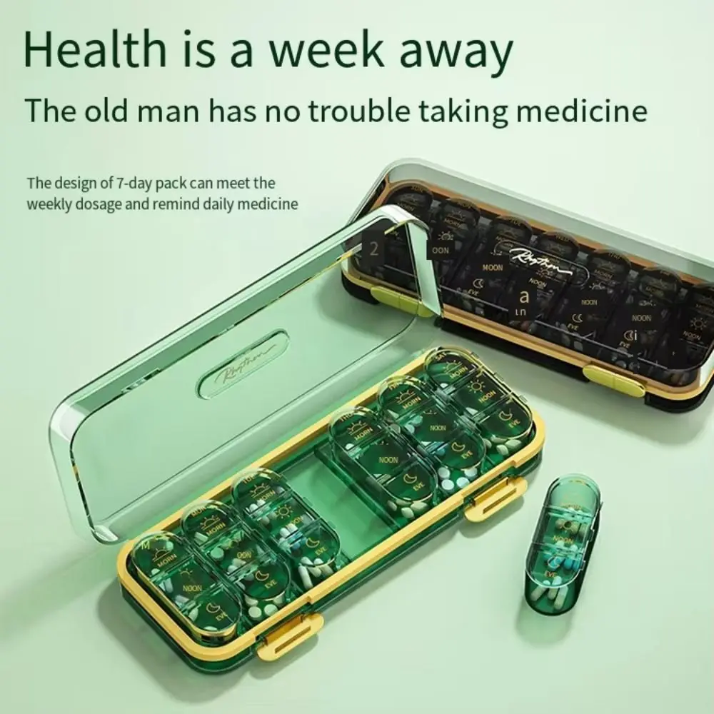 Portable Weekly Pill Case Large Capacity Visual Large Compartment Pill Dispenser Sealed 21 Compartments
