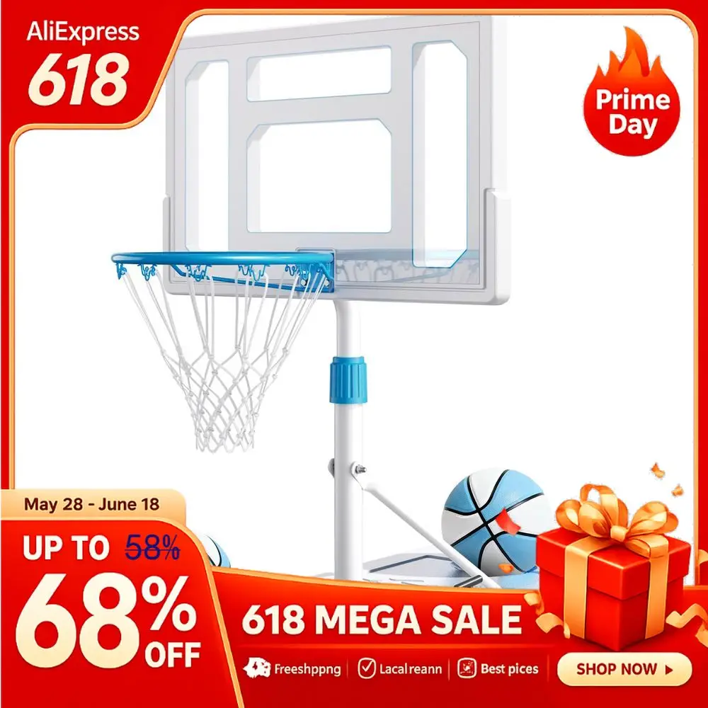Pool Basketball Hoop, 32in Portable Swimming Basketball Hoop for Pool, Stainless Steel RustProof Basketball Goal Set Outdoor In