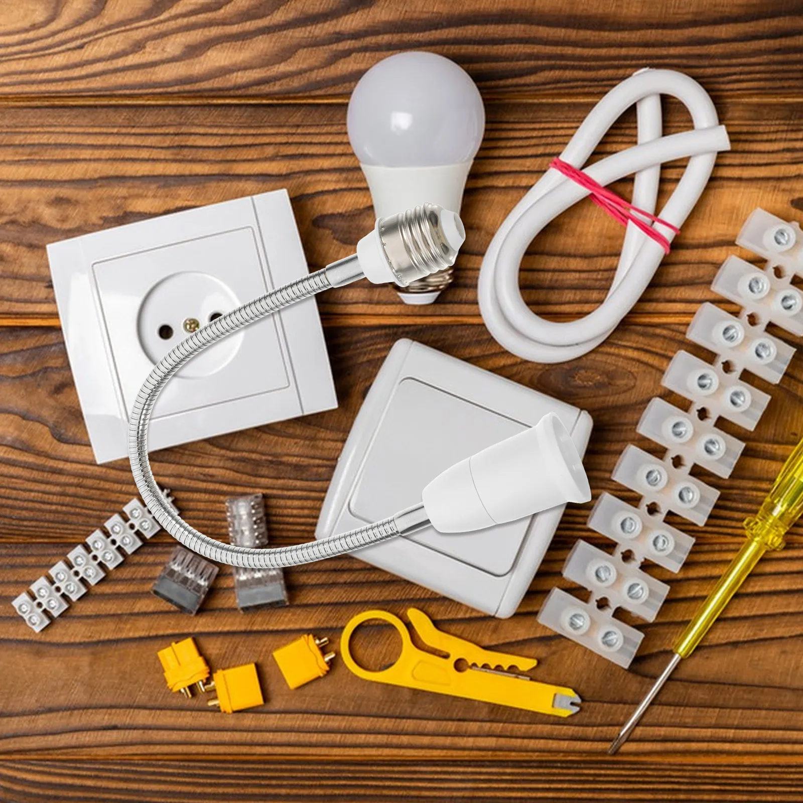 

Удлинитель для цоколя лампы E27 с удлиненной усиленной гибкой стойкой, универсальный адаптер для светильников, для потолочных, настенных и настольных ламп