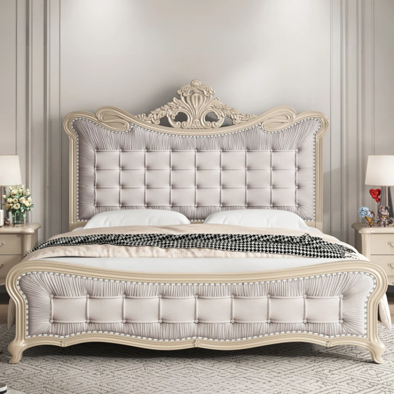 

American King Size Bed Girls Luxury Pretty Solid Wood Bed Princess Villa Cama Bedroom Set Furniture Queen