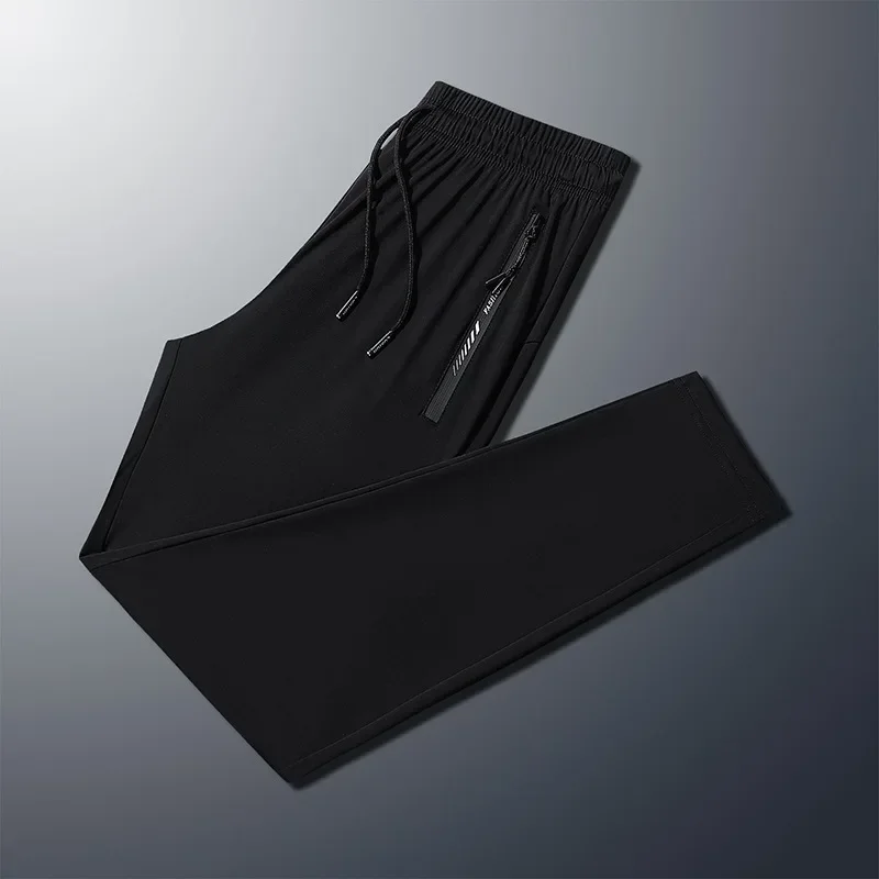 Ice silk trousers men\'s summer casual high-stretch fat guy plus fat plus size sports pants 5XL-9XL