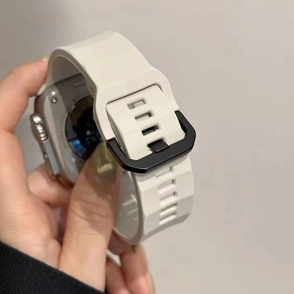 Ремешок силиконовый для Apple Watch Band Ultra 2 49 мм Series 9 8 7 45 мм, мягкий спортивный браслет для iWatch 6 5 4 SE 44 мм 42 мм