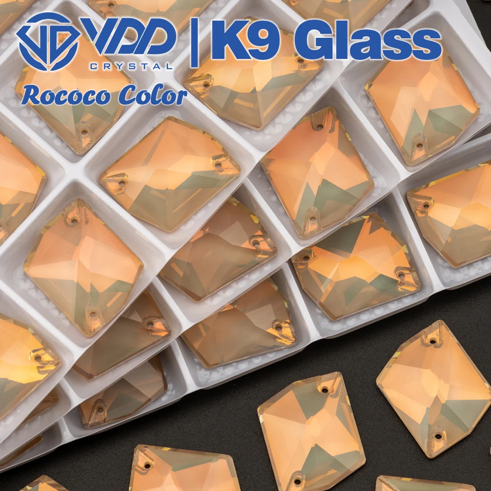VDD 17x21mm Rococo-Topas Cosmic AAAAA K9 Glas aufnähbare Strasssteine, flache Rückseite zum Aufnähen für Kleidung, Hochzeitskleid-Accessoires – Detail 2