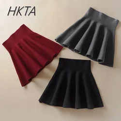 Fashion Versatile Soft Black Short Skirts Fat MM Fall Winter New Korean High Waist Thin Knitted Skirt Fluffy Cake Pleated Skirt