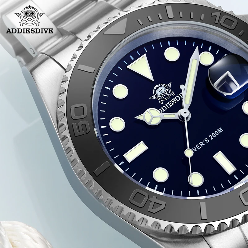 ADDIESDIVE Men Watches 200m Waterproof BGW9 Super Luminous Reloj Hombre Stainless Diving Watches Relogios Masculino