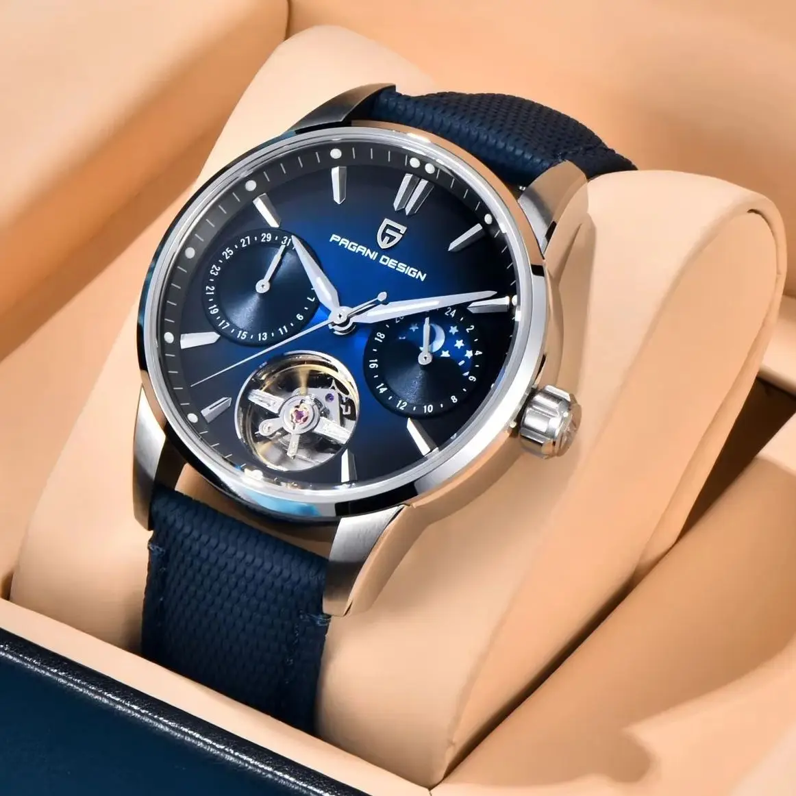 PAGANI DESIGN ساعات رجالية 2025 جديد متدرج اللون الهاتفي ساعة أوتوماتيكية للرجال مرحلة القمر توربيون ساعة اليد الميكانيكية الرجال #3