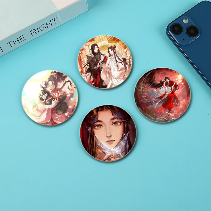 Heaven Official\'s Blessing Badge Hua Cheng and Xie Lian Cartoon Figure Brooch Pins for Backpack Accessories Jewelry Hat Backpack